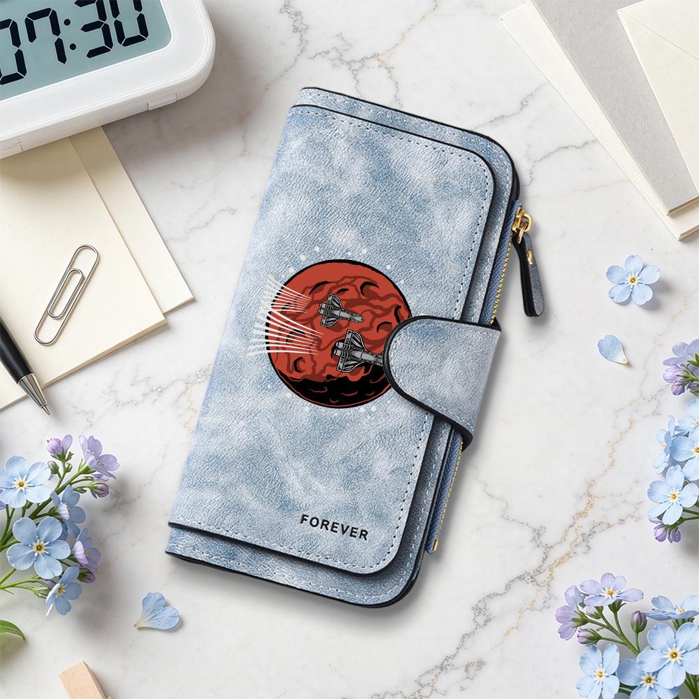 Stylish Space Pattern Long Wallet Portable Multi Slot Purse for Daily Use Fashion Card Holder
