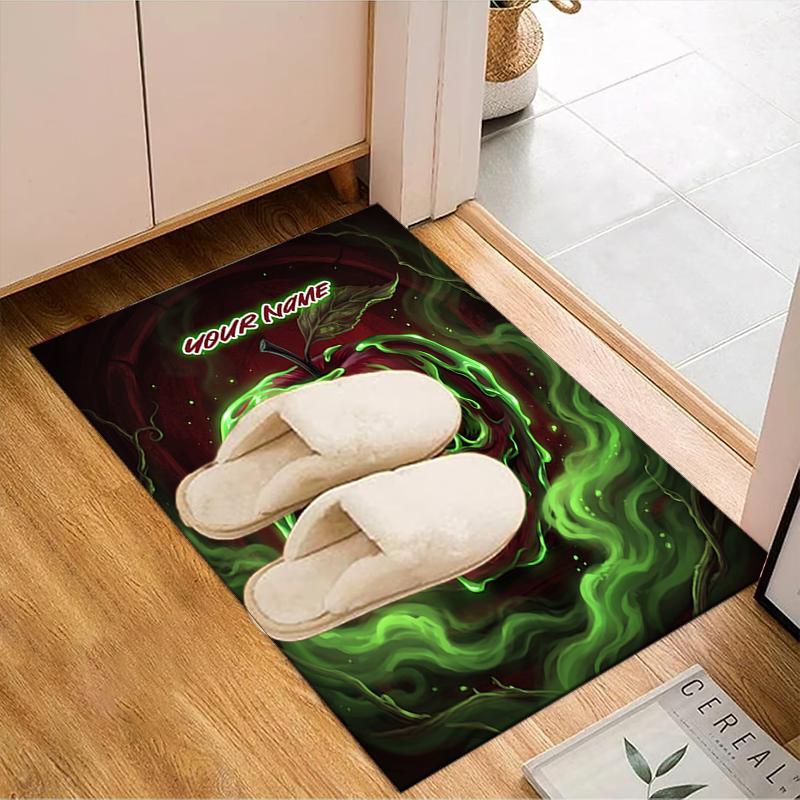 1PC Custom Name Green Poison Apple Theme Floor Mat Ideal for Living Room, Game Rooms, Office, Bedroom,Floor Mat Playful Design199