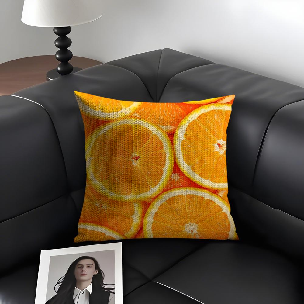 1PC Fresh Food Anime Health Cushion Cover Natural Linen Organic Fabric DoubleSided Printing Sofa Home Decor Gift Pillow Case