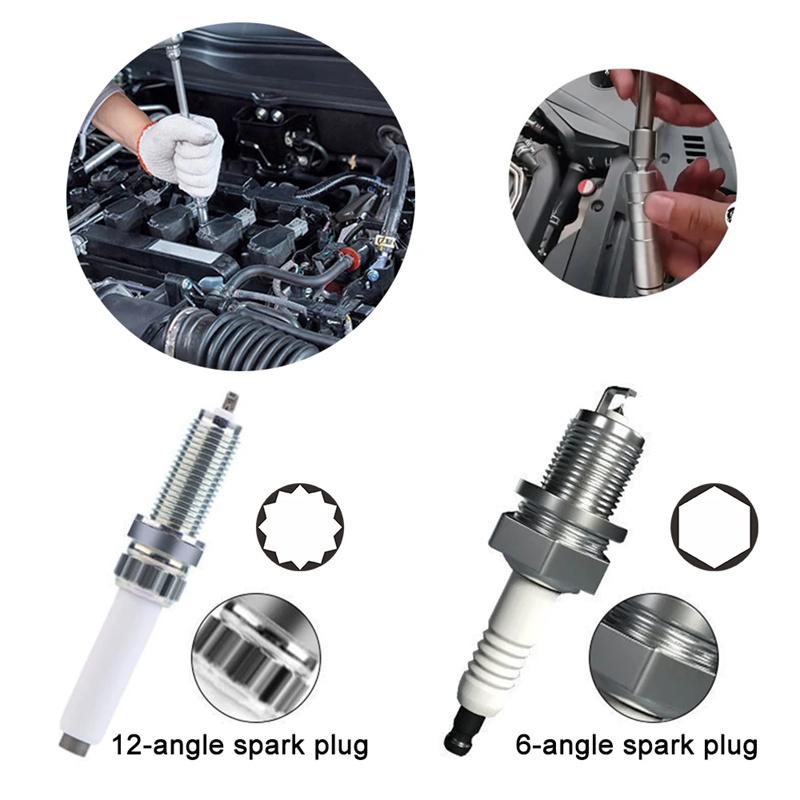 Universal Magnetic Spark Plug Sleeve Thin-walled Universal Joint 14/16mm with Magnetic Automotive 3/8" Drive Car Repair Tool