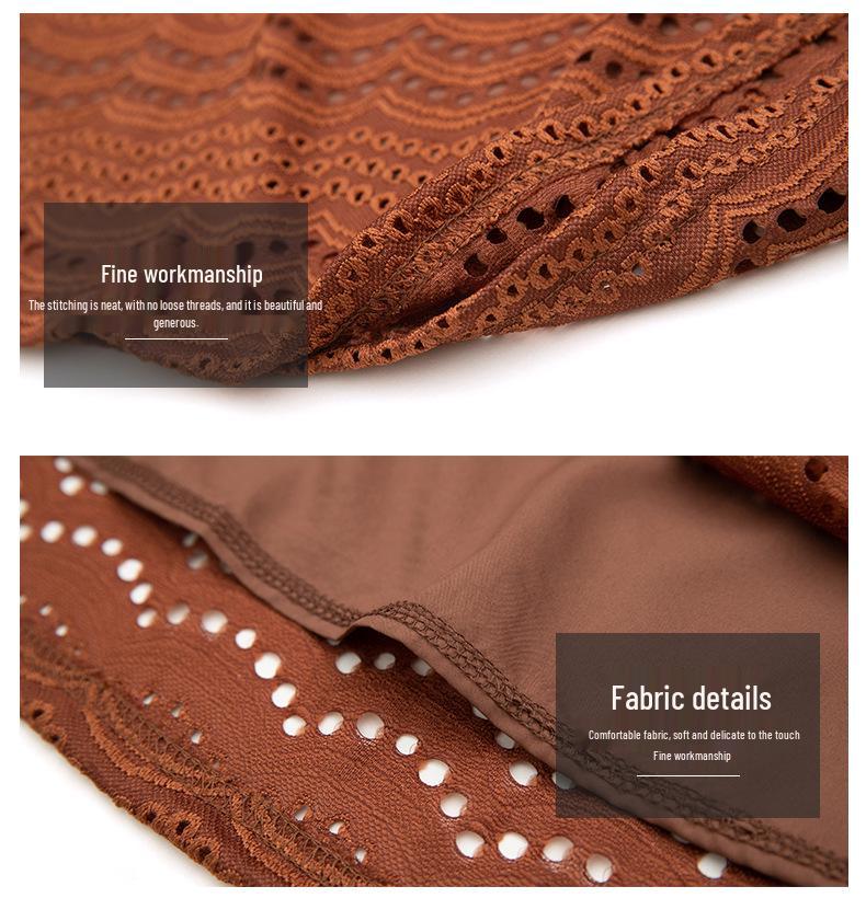 Haut en dentelle à manches sept-huitièmes: Été Grande Taille Coupe Ample pour Femmes d'Âge Moyen, Manches Moyennes Évidées à la Mode