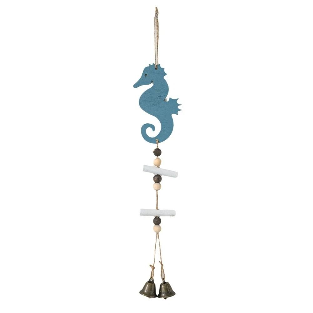 Mediterranean Style Wooden Ocean Pendants Marine Animals Ocean Themed Dolphin Wind Chimes with Bell Starfish Wall Hanging