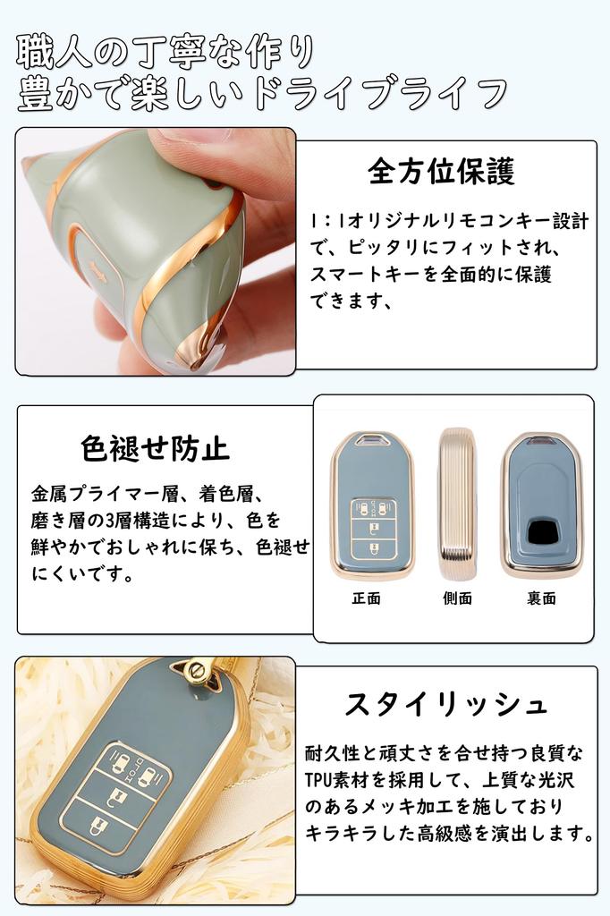 [ontto] Honda Schlüsselhülle, Schlüsselabdeckung, Schlüsselanhänger, TPU-Material, Jade-Passform, CR-Z, CR-V,