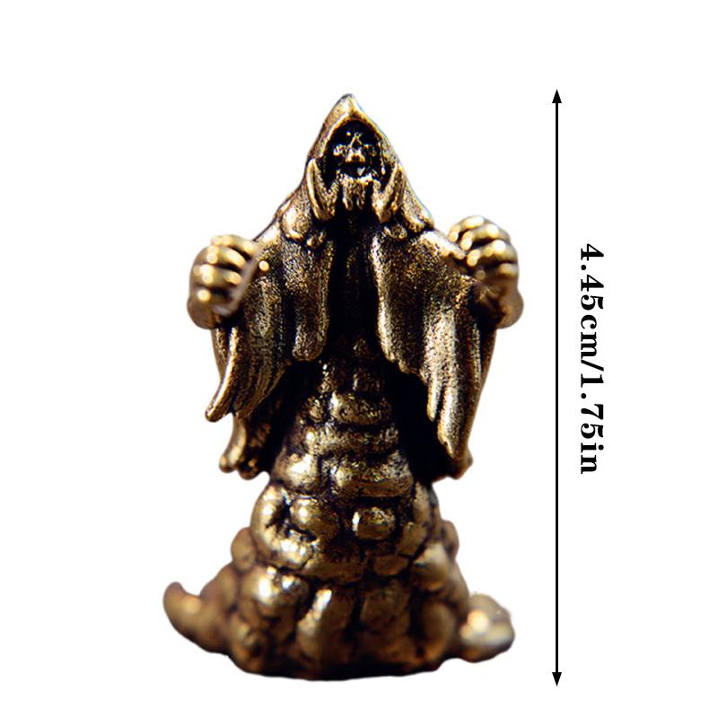Vintage Copper Ghost Goddess Statue Skeletal Mage Figurine Tabletop Ornament Miniature Halloween Home Decor Crafts Gift