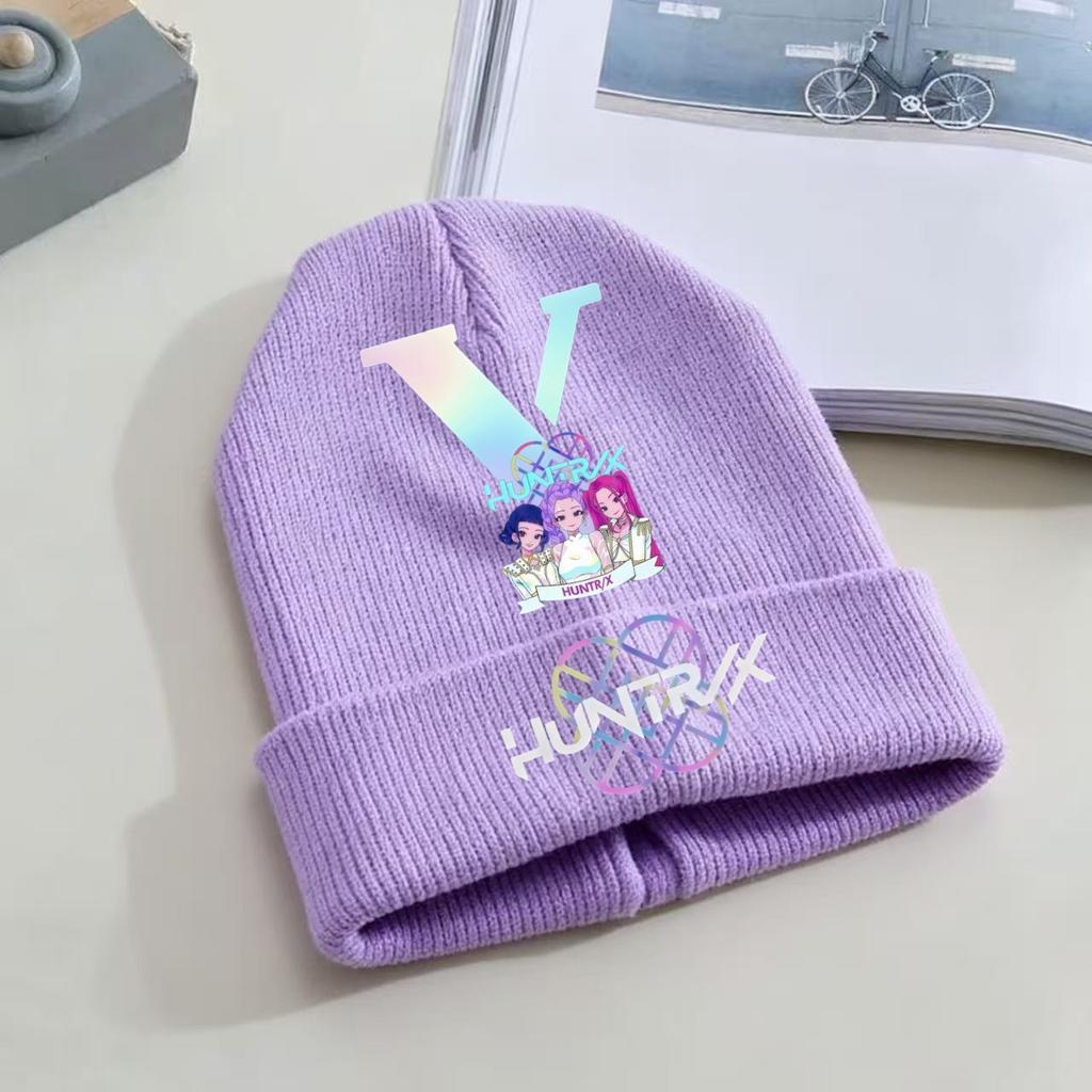 Kpop Dämonenjäger Kinder Strickmütze - A-Z Buchstabe/Anime Cartoon Beanie, Winterwarme Skullies für Kleinkind/Mädchen Geburtstagsgeschenk