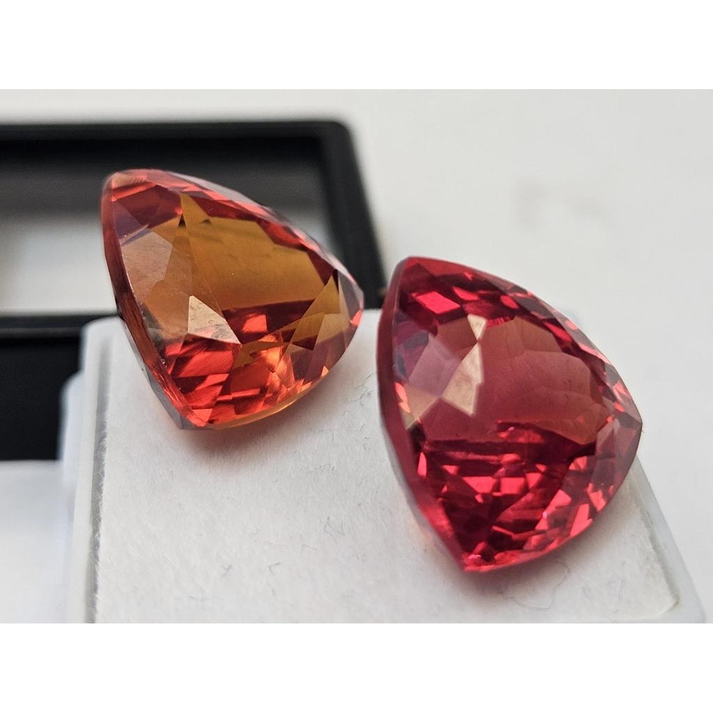 Trillion Cut Mexican Fire Opal 30-31 Ct Pair Beautiful Certified Loose Gemstone