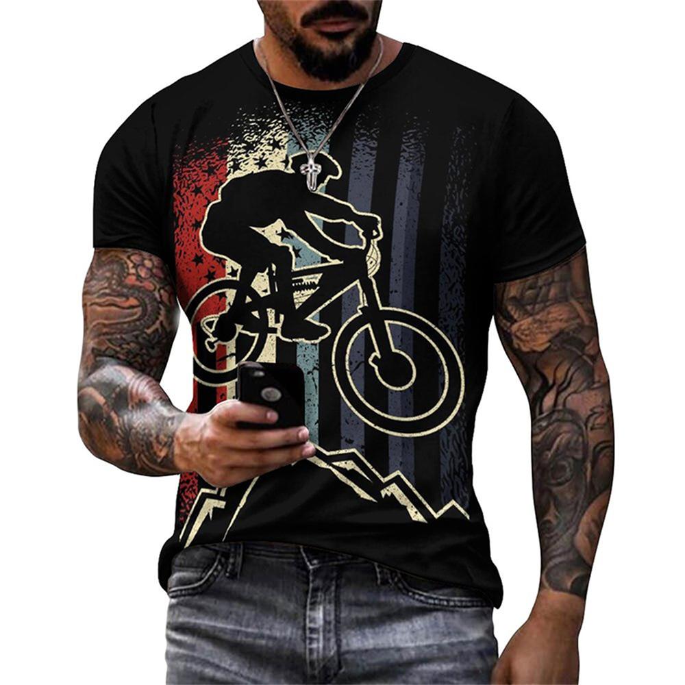 Vintage Bike Graphic T Shirt for Men Clothing 3D Printed Bicycle T-Shirt Gym Sport Tops Tee Streetwear Men Clothes Short Sleeve