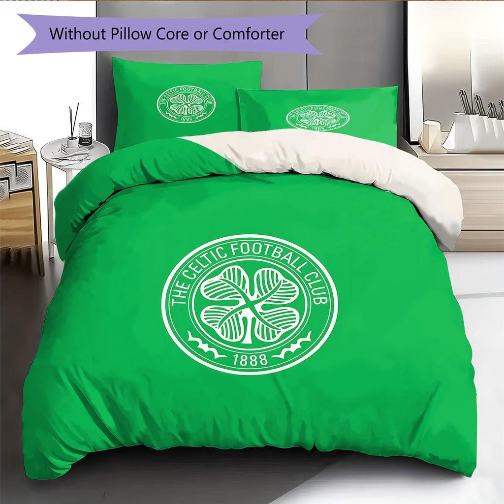 Celtic F.C Minta Ágynemű Paplan Szett Lakásdekoráció Ajándék (1 * paplanhuzat + 2 * párnahuzat mag nélkül)