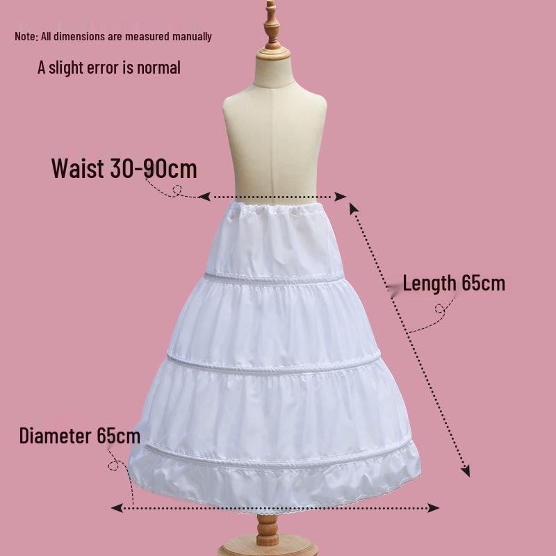 Children's Puffy Princess Petticoat Dress with Adjustable Fishbone and Inner Lining, Perfect for Birthdays and Flower Girl Occasions.