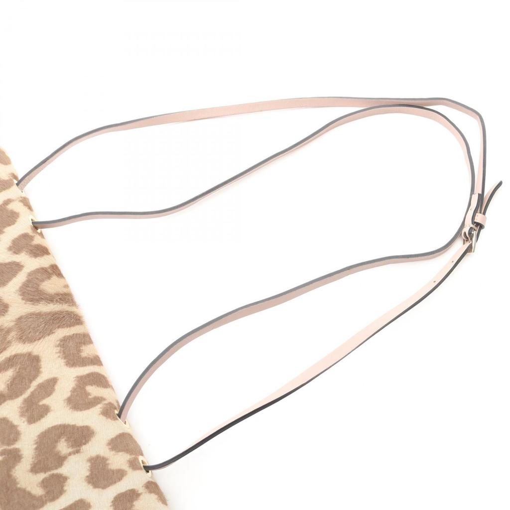 Used Valentino Leopard Shoulder Bag leather leather Brown Beige Pink Used Women