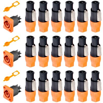 IP65 Waterproof Orange Power Plug Socket 20A Aviation Plug 3Pins Powercon Connector for Stage Beam Light Power Cord Led Display