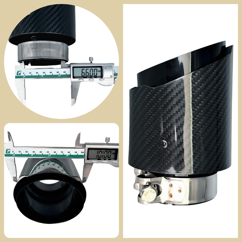 1 Pcs Universal Car Carbon Fibre Tail Throat Stainless Steel Bright Black Twill Glossy Muffler Exhaust Nozzle Tip