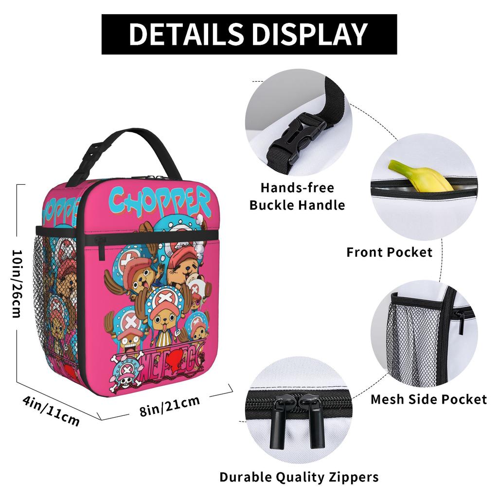Tony Tony Chopper One Piece Insulated Lunch Bags Lunch Container Thermal Bag Lunch Box Tote School Travel Bento Pouch