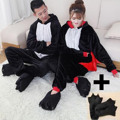 Men Women's Winter Sleepwear Pajamas Nightgown Long Sleeves Bat Kigurumi Jumpsuit Hooded Homewear Pajamas Robes