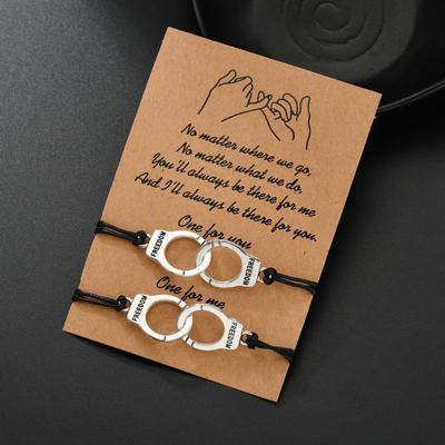 2 Adet Kelepçe Özgürlük Adalet Charm Dostluk Çift Sevgilisi Bilezik Seti Unisex