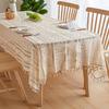 Elegant Pastoral Cotton-Linen Lace Tablecloth: Artistic, Dustproof, Non-Slip, Heat-Resistant, Hollow Design