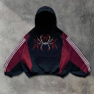 Amerikanischer Streetwear Kapuzenpullover dunkle Spinne 3D-Druck Farbkombination Nischen-Trendmarke Hip Hop Retro Lockerer Hoodie