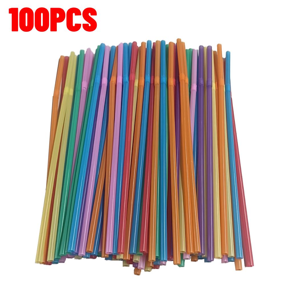 

100-1500 шт. Разноцветные и черные гибкие пластиковые питьевые трубочки для молочного чая, бара, вечеринки, свадьбы, кухни, аксессуары для дома