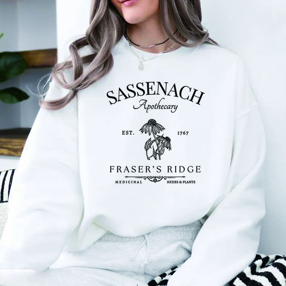 Sassenach Apothecary Sweatshirt Outlander Shirt Aesthetic Plant Graphic Pullover Unisex Long Sleeves Casual Sweatshirts