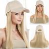 Lange gerade Baseball-Perücke, synthetische natürliche Bob-Perücke, schwarzer Hut, Perückenkappe mit blonden Haaren, verstellbare Baseballkappe