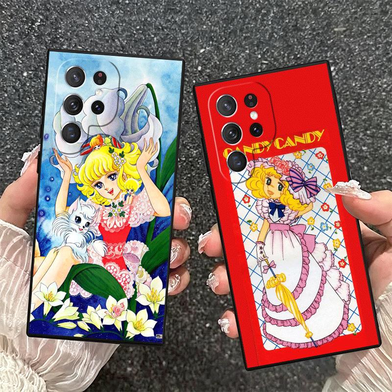 Candy 90s Cartoon Soft Phone Case for Samsung Galaxy S26 S25 Edge S24 Ultra S23 Plus S22 S21 FE S20 Black Cover Back Shell