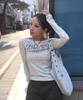 Leteoli Lettering Off-Shoulder Tie Long Sleeve_6Color