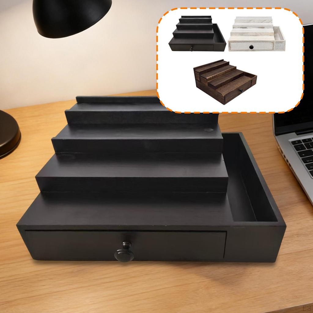 Men Countertop Organizer Perfume Display 4 Tier Father Gift Shelf Wood Storage Rack for