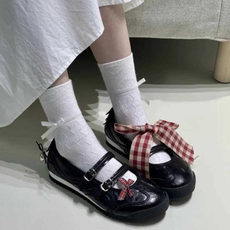 

Retro Sweety Flat Shoes 2026 Round Head Buckle Women Shoes College Style Outside Comfortable Soft Ladies Flats Shoes 40 чорний