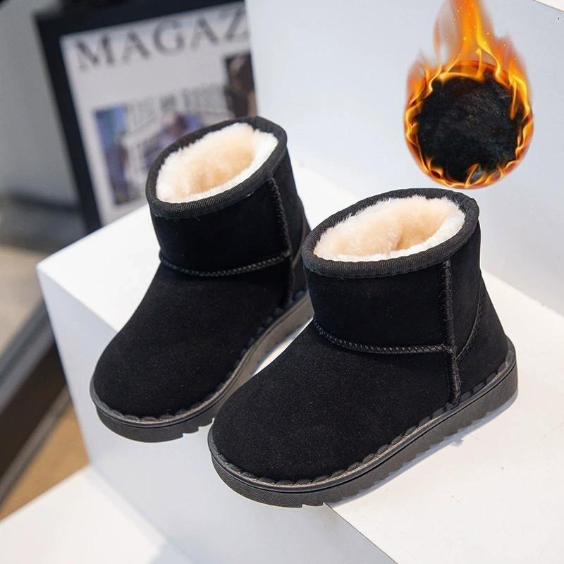 

Детские осенне-зимние теплые кожаные ботинки, нескользящие ботинки с мягкой подкладкой, детская прочная зимняя обувь, дизайн с боковой молнией 36 чёрный