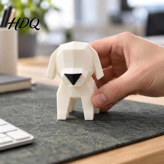 Modern Desk Accessories 3D Printed Geometric Puppy Figurine Minimalist Dog Statue Creative Animal Crafts Cute Artistic Sculpture for Home