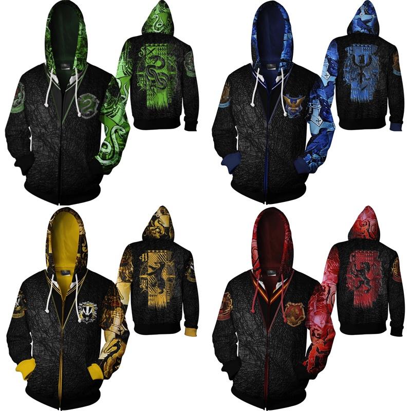 Harry 3d Potter Sweater Zipper Hooded Sportswear Cosplay Sweatshirts Hoodies
