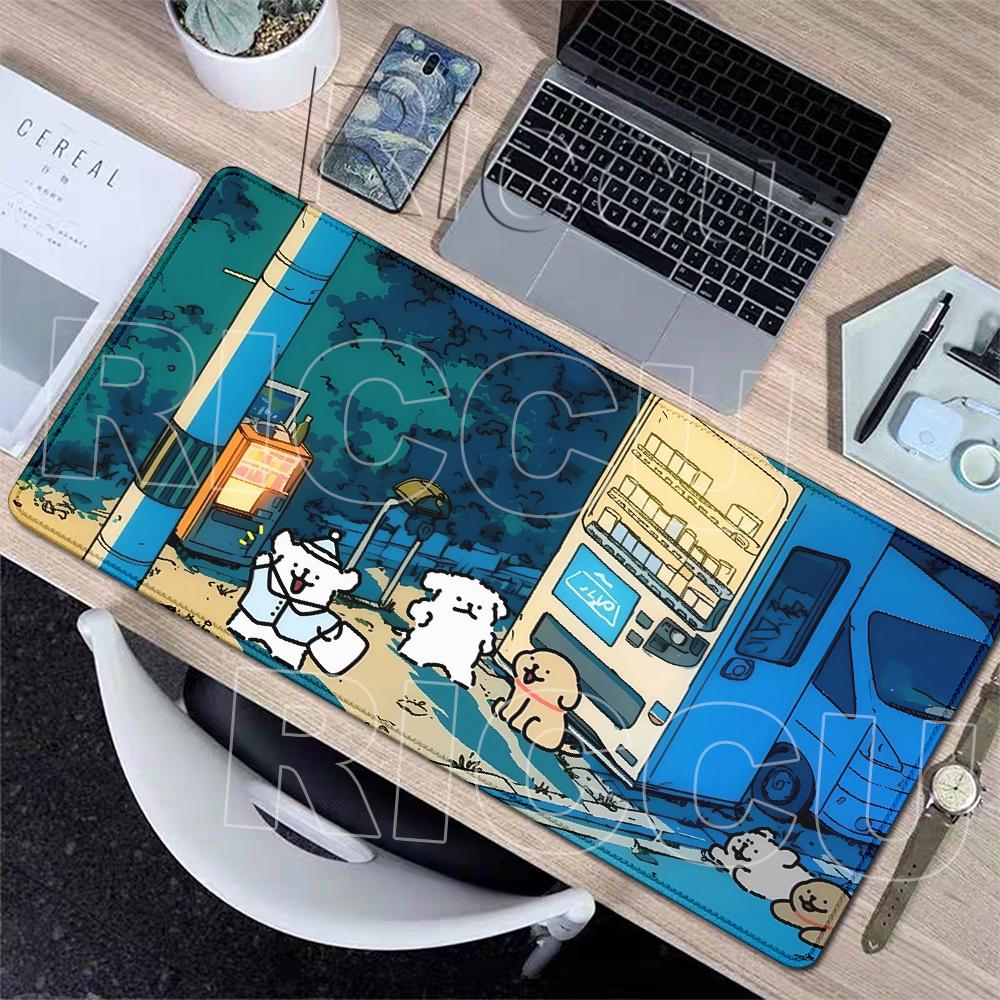 Kawaii Vonal Kutyás Egérpad Nagy Játékos PC Számítógép Játékos Billentyűzet Zárt Szélű Szőnyegek Puha Gumi Szőnyegek Csúszásmentes Szőnyeg Ingyenes Szállítás
