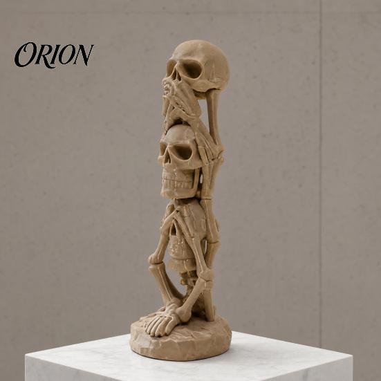 3D Printed Stacking Skull Figurine Figurine, Gothic No Speak Hear See Sculpture Statue, Halloween Party Horror Decoration for Home Office