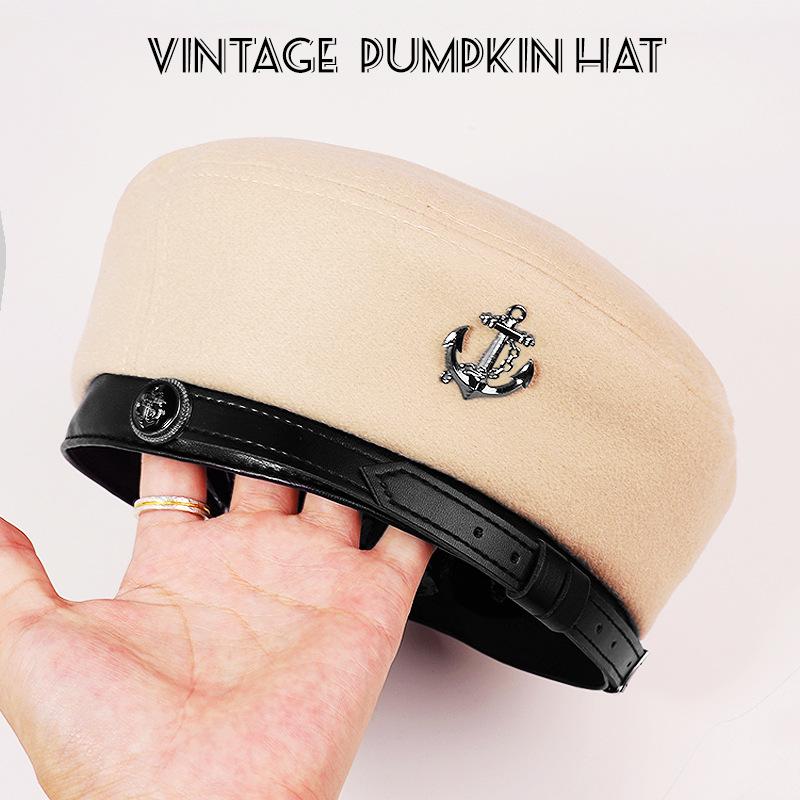 Autumn and Winter Sweet and Spicy Woolen Beret Hat Design British Retro Face Showing Small Octagonal Hat Painter Hat for Women