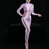 Sexy Women Full Body Bodysuit Oil Gloosy Sexy Tights Shaping Thong Open Crotch Catsuit Sheer See Through Maid Leotard