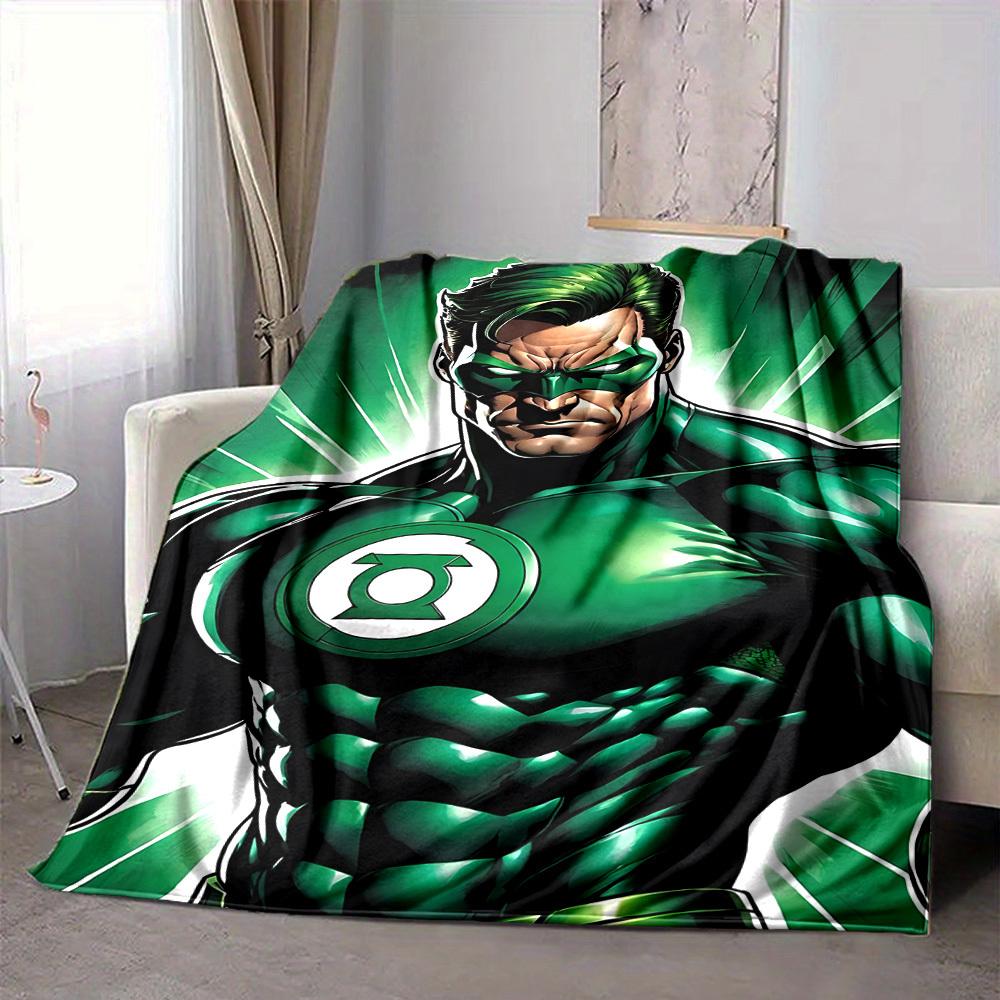 1pc Green Lantern Blanket Polyester Fiber, All Season Comfort for Sofa, Bed, Office, Car, Camping Ideal Home Decor & Gift, Office Comfort