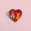 Whimsical Fox Heart Badge Colorful Cartoon Geometric Brooch Fun Cute Accessory For Couples And Friends