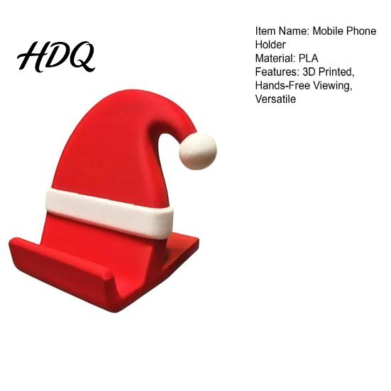 Compact Desktop Organizer 3D Printed Santa Hat Phone Stand Christmas Desk Holder for Holiday Theme Office Supplies Phone Creative Sturdy Cell Dock,