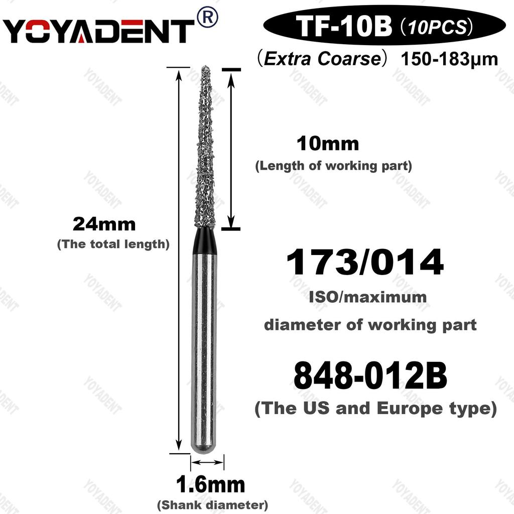 TF Type Extra Coarse Dental Bur Diamond Burs Dentistry Drills Dia.1.6mm For High Speed Turbines Dentist Grinding Tool 10pcs/Pack