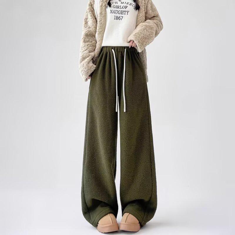 

2025 Осень/Зима Свободные Брюки для Беременных с Широкими Штанинами: Послеродовой комфорт, Кулиска, Без поддержки живота L зелёный