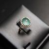 Elegant Women's Chinese Style Open Ring with Large Oval Chalcedony Inlay
