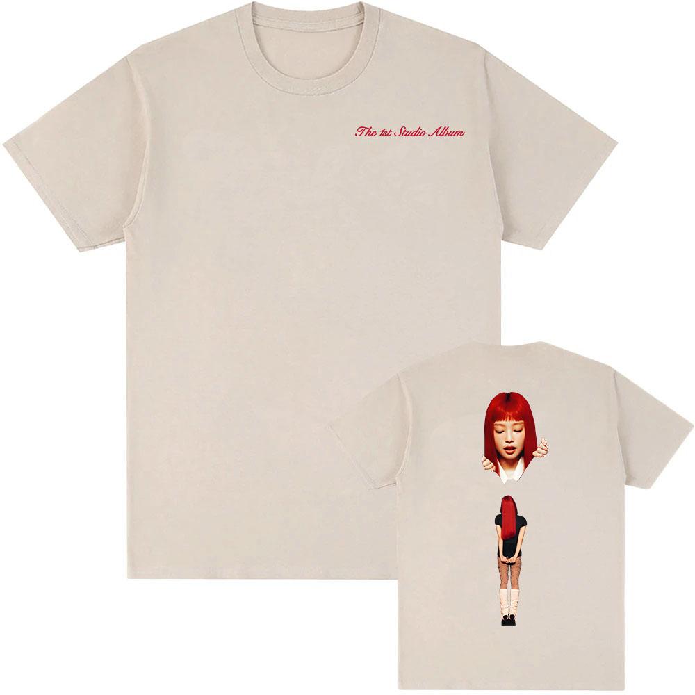 Jennie Ruby The 1st Studio Album Merch T-shirt Cotton Short Sleeve Male Tshirt Unisex Streetwear Hip Hop Korean Singer Print Tee