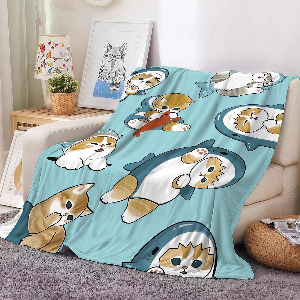 Cartoon M-Mofus en C-kat schattige deken, warm en zacht, geschikt voor slaapkamer, woonkamer, bank, bed, kantoor, reizen en kamperen.