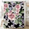 Floral Shower Curtain Pink Rose White Lilies Waterproof Polyester Bathtub Decorative Bathroom Window Curtains 3D Print Showercur