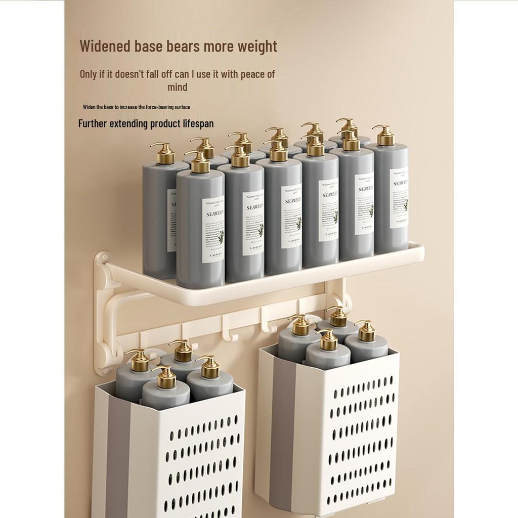 Milk White Punch-Free Wall-Mounted Aluminum Towel Rack Set for Bathrooms