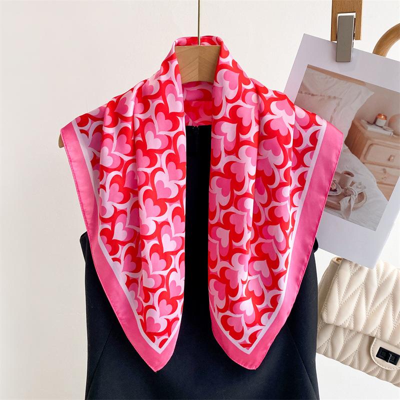 Luxury Temperament Rose Scarf, Spring and Autumn Women's Neck Protection, Scarf, Sunscreen Shawl, New Imitation Silk 71cm Square Scarf