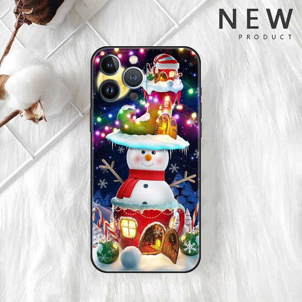 Carcasă de telefon moale cu om de zăpadă de Crăciun pentru iPhone 11 13 Pro Max 12 Mini 7 8 Plus SE 2020 X XS 6 6S 5 5S Funda Silicon spate capac Sac