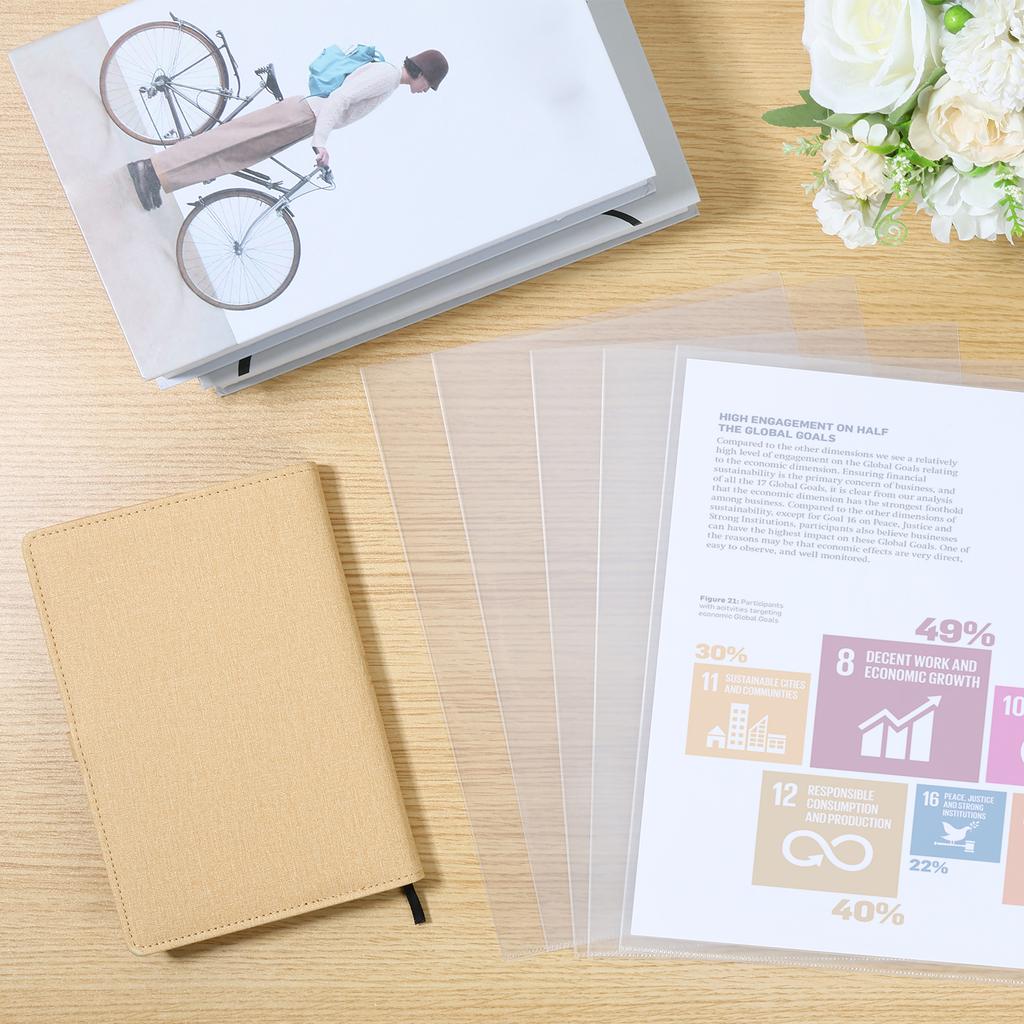 15/50Pcs Document Bag Waterproof Folder A4 Clear File Display Book L Type Plastic Project Pockets Reusable Resume Sleeves