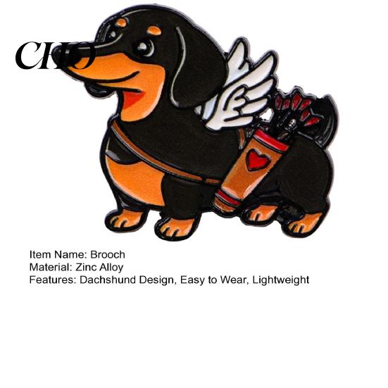 Women Brooch Decorative Enamel Dachshund Design Zinc Alloy Lapel Pin Sweater Dress Suit Badge Versatile Outfit Accessory