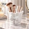 Stable Plastic Brush Container 3D Printed Bow Pen Holder, Petal Shape Makeup Minimalist Cream Style Stationery Storage Desktop Organizer, for